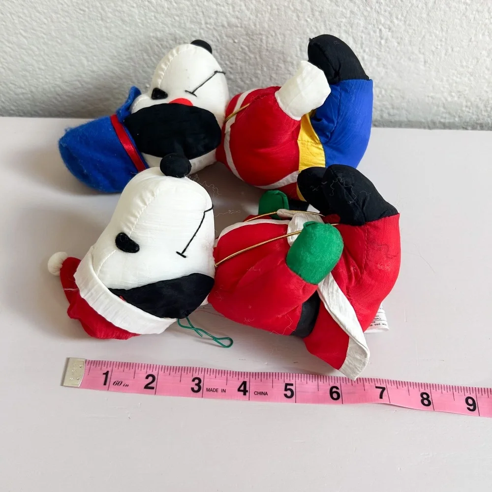 Vintage Snoopy Peanuts Christmas Tree Ornaments Plush set of two, Santa, Soldier
